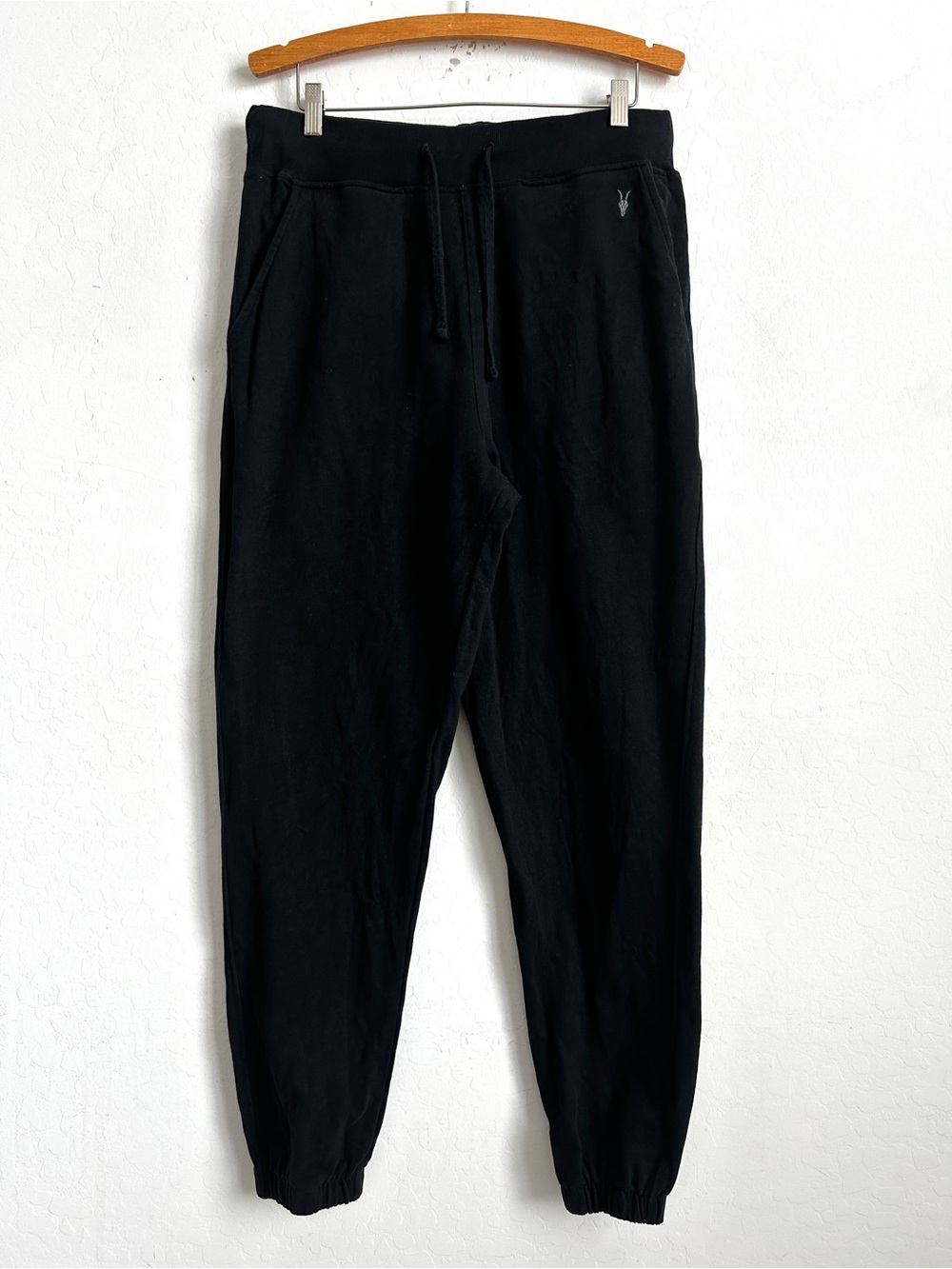 All Saints Aven Sweatpants Men Large Fleece Lined Tapered Pockets Black